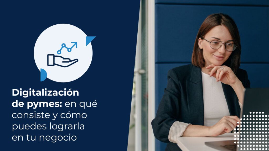 Emprendedora buscando información en su computador sobre la digitalización de pymes